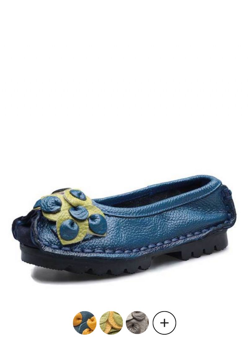 Dina Dames Platte Leren Loafer Schoenen