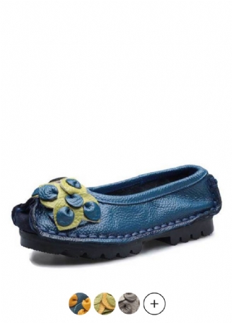 Dina Dames Platte Leren Loafer Schoenen