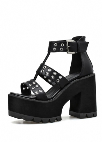Dina Dames Zwarte Platform Sandaal