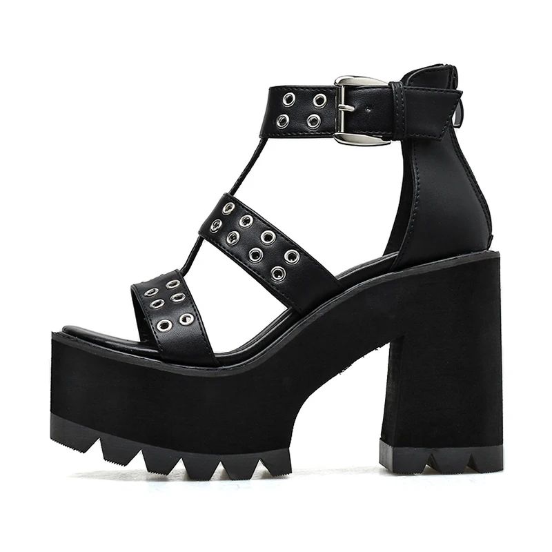 Dina Dames Zwarte Platform Sandaal - Zwart