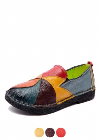 Dione Dames Leren Gestikte Loafer Schoenen