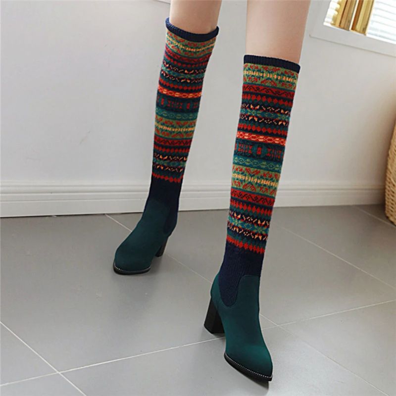 Dita Dames Herfst Winter Warme Lange Laarzen - Groen