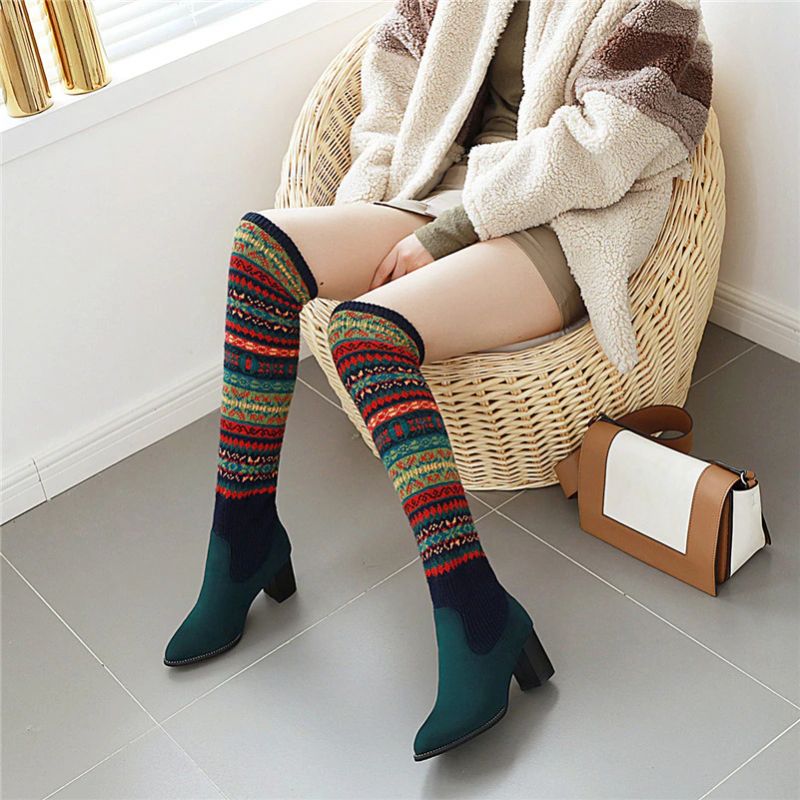 Dita Dames Herfst Winter Warme Lange Laarzen - Groen