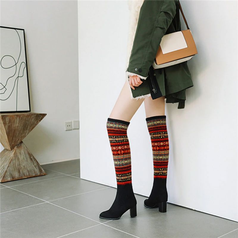 Dita Dames Herfst Winter Warme Lange Laarzen - Groen