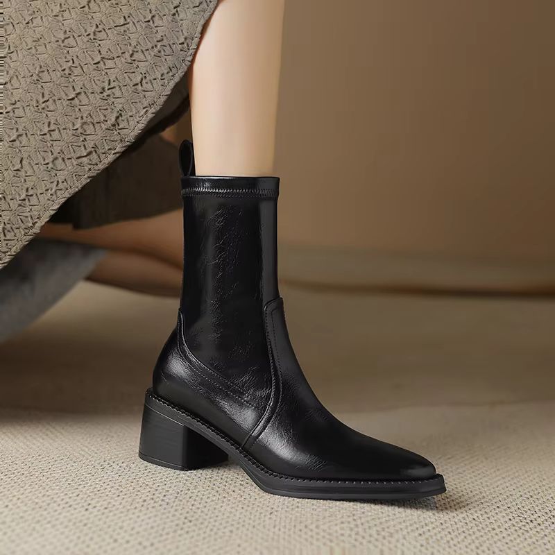 Doly Dames Herfst Mid Calf Laarzen - Zwart