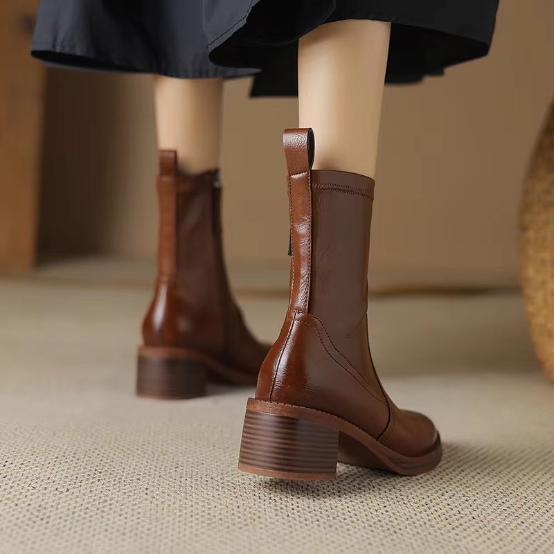 Doly Dames Herfst Mid Calf Laarzen - Zwart