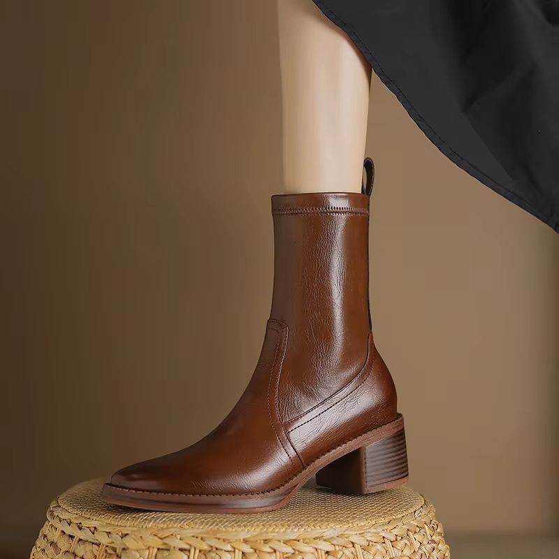 Doly Dames Herfst Mid Calf Laarzen - Zwart
