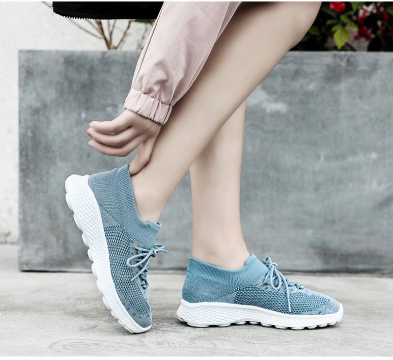 Dominga Dames Sneaker Ademende Veterschoenen Sport Platte Zwarte Schoenen - Zwart