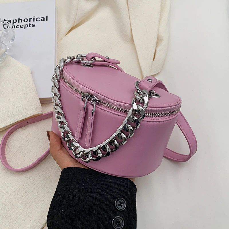 Donna Dames Mini Leren Ketting Handtas - Beige