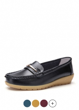 Edna Dames Echte Leren Schoenen Zwarte Platte Loafer Lente Herfst