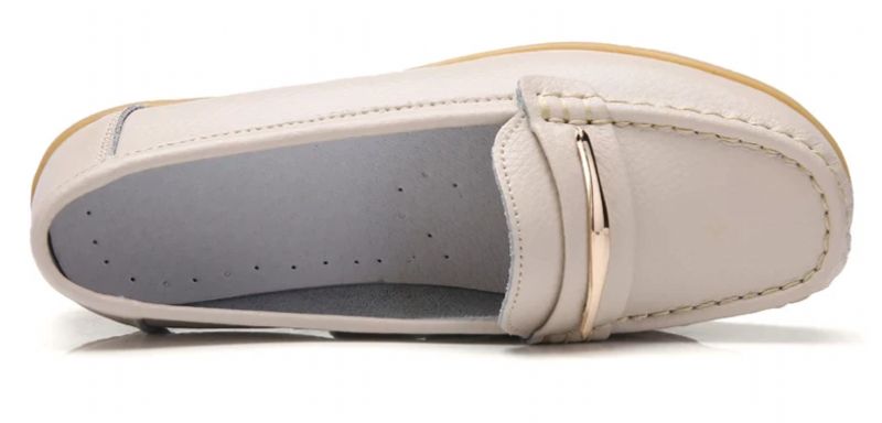 Edna Dames Echte Leren Schoenen Zwarte Platte Loafer Lente Herfst - Zwart