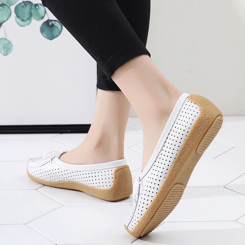 Edwin Dames Casual Leren Platte Schoenen - Beige