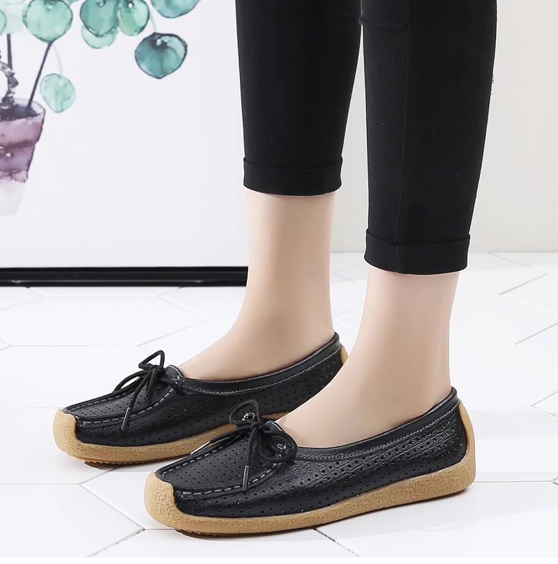 Edwin Dames Casual Leren Platte Schoenen - Beige