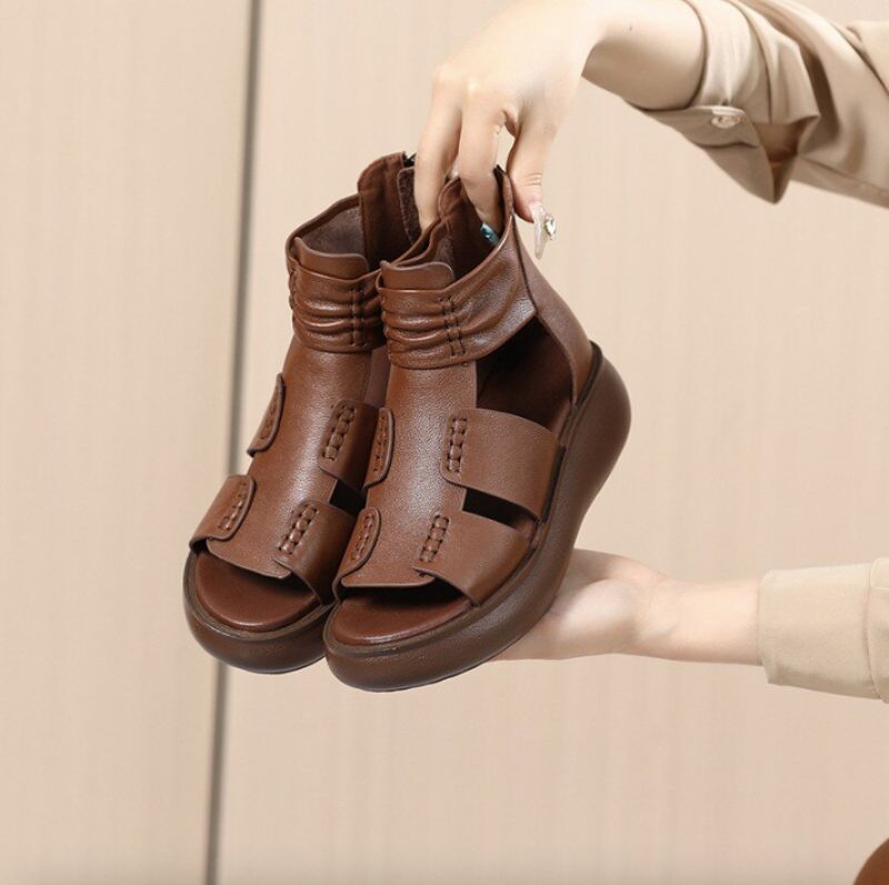 Eglis Dames Wedges Sandaal - Bruin