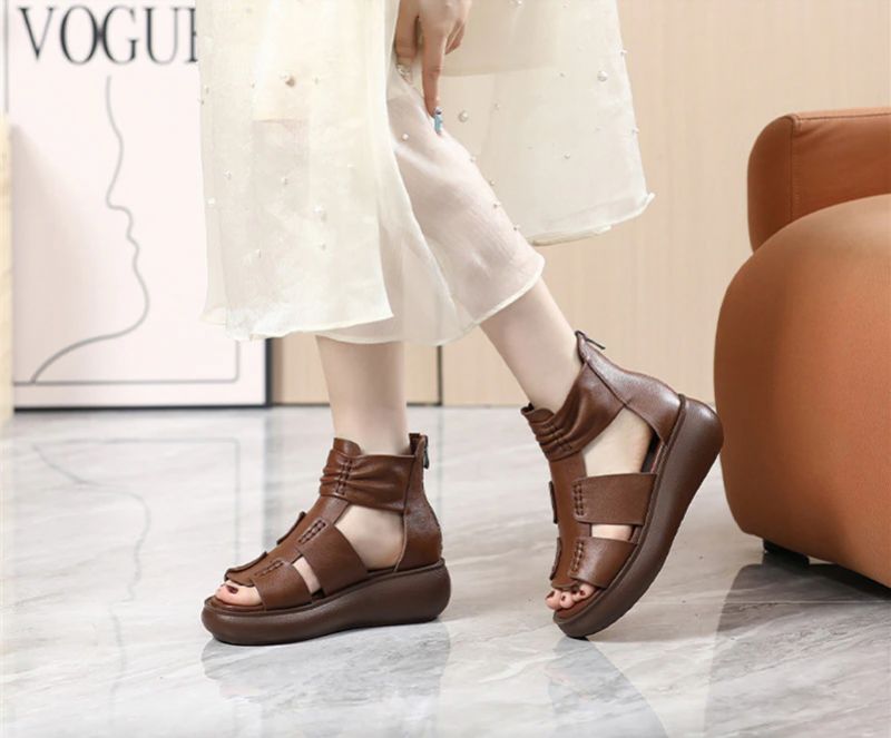 Eglis Dames Wedges Sandaal - Bruin