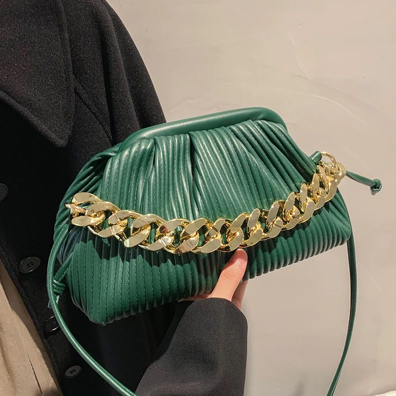 Eimy Dames Dikke Ketting Crossbody Handtas - Groot Groen
