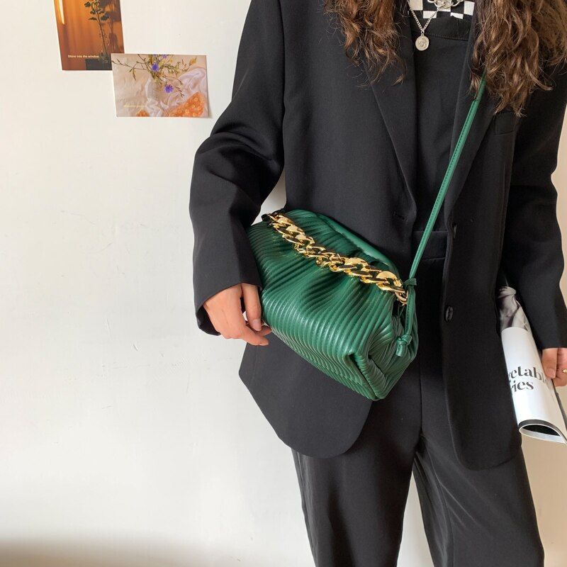 Eimy Dames Dikke Ketting Crossbody Handtas - Groot Groen