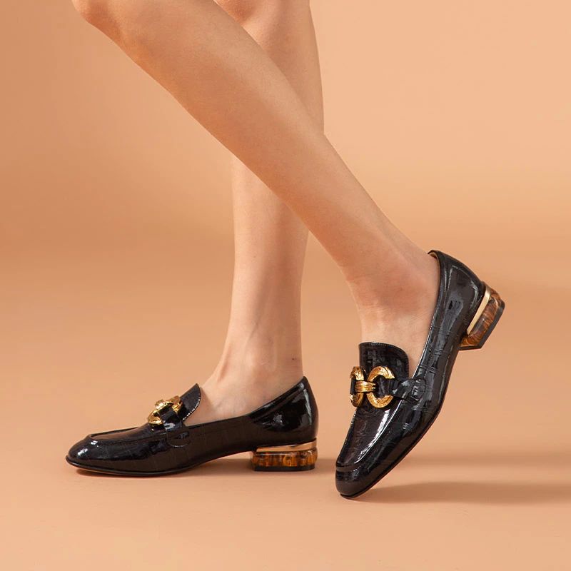 Eleanor Damesschoenen Met Lakleren Loafers - Zwart