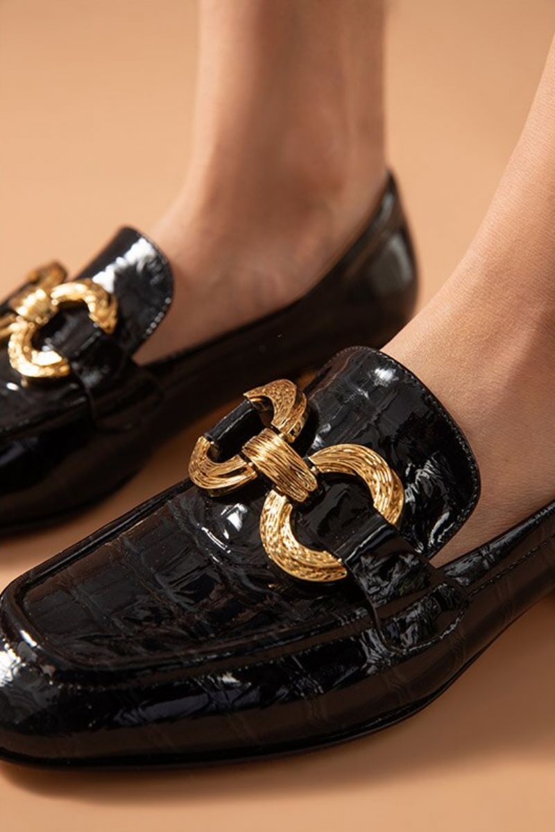 Eleanor Damesschoenen Met Lakleren Loafers - Zwart