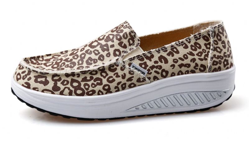 Elia Dames Comfortabele Platform Wandelschoenen - Luipaard