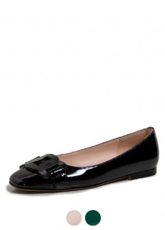 Eliana Dames Patent Leren Platte Zwarte Schoenen