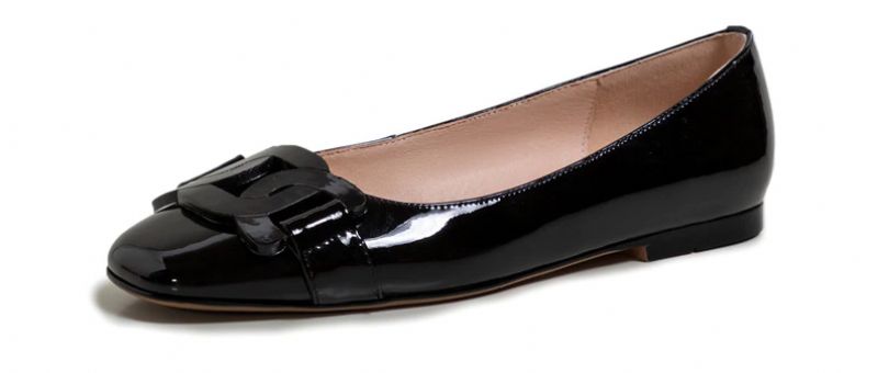 Eliana Dames Patent Leren Platte Zwarte Schoenen - Zwart