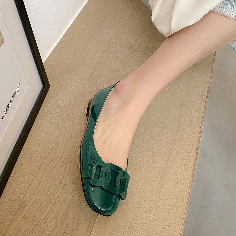 Eliana Dames Patent Leren Platte Zwarte Schoenen - Zwart