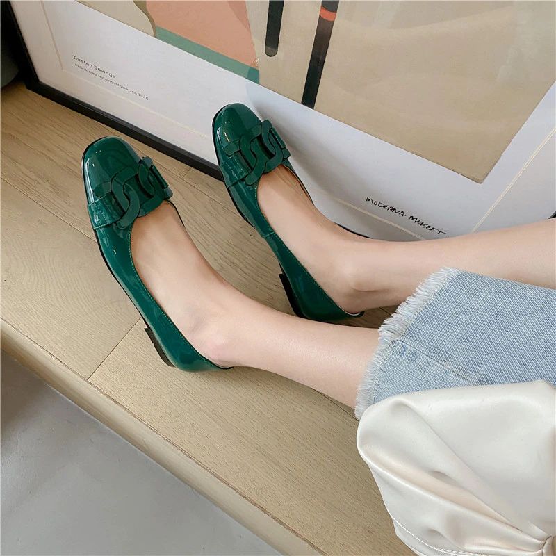 Eliana Dames Patent Leren Platte Zwarte Schoenen - Zwart