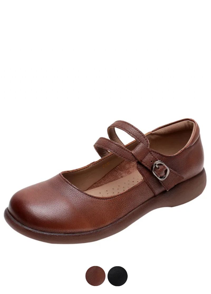 Elida Dames Leren Platte Schoenen Loafer