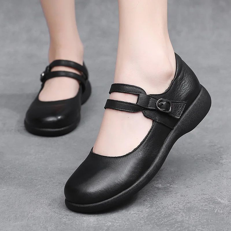 Elida Dames Leren Platte Schoenen Loafer - Bruin
