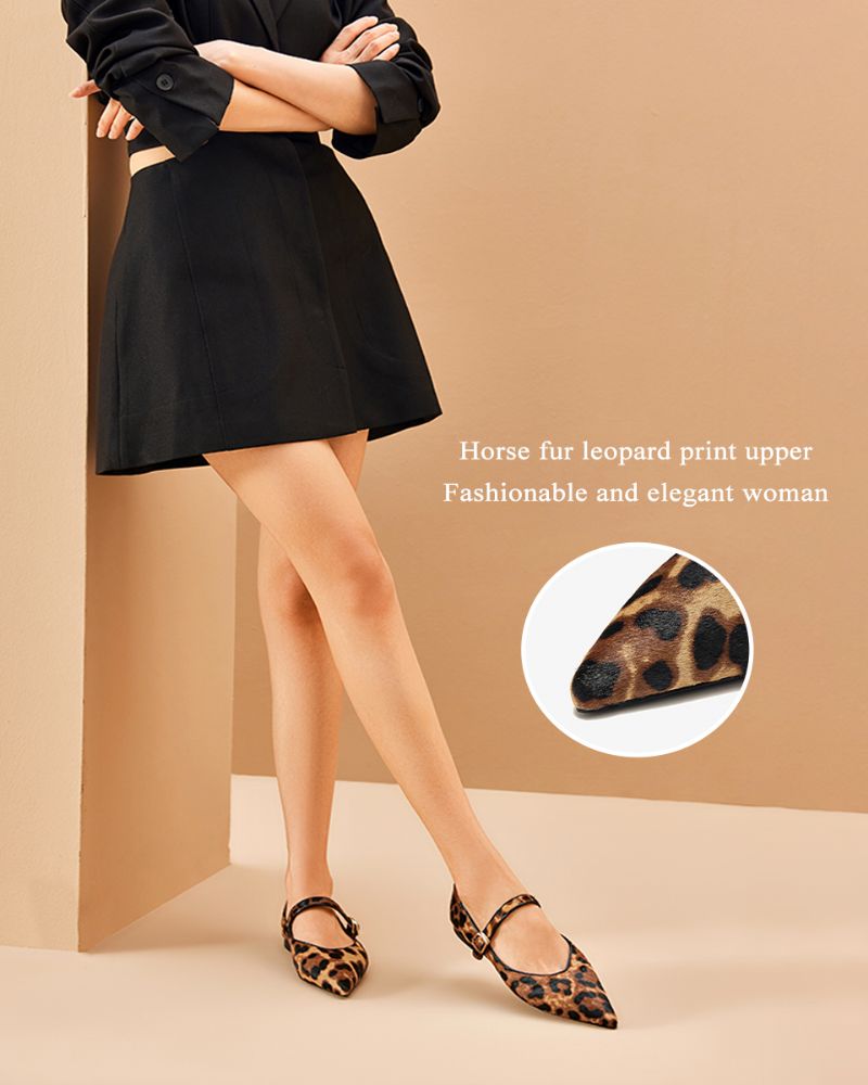 Elif Dames Gesp Band Jurk Platte Schoenen - Bruin