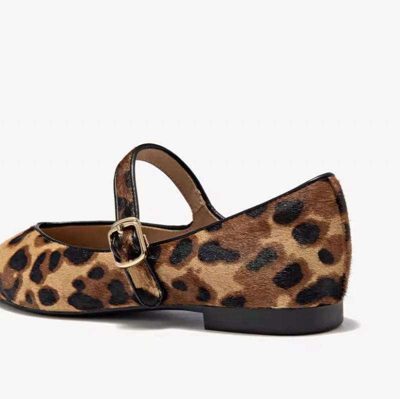 Elif Dames Gesp Band Jurk Platte Schoenen - Bruin
