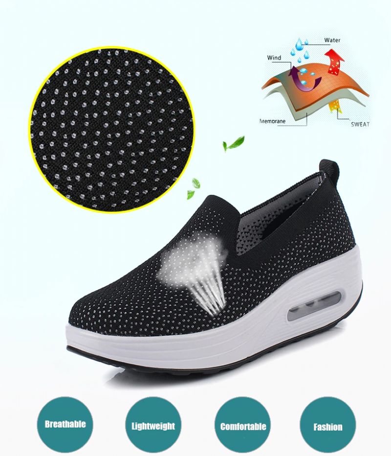 Elmira Dames Instapper Platform Schoenen - Zwart