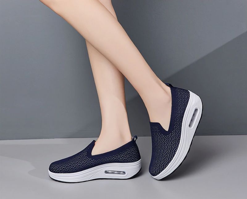 Elmira Dames Instapper Platform Schoenen - Zwart