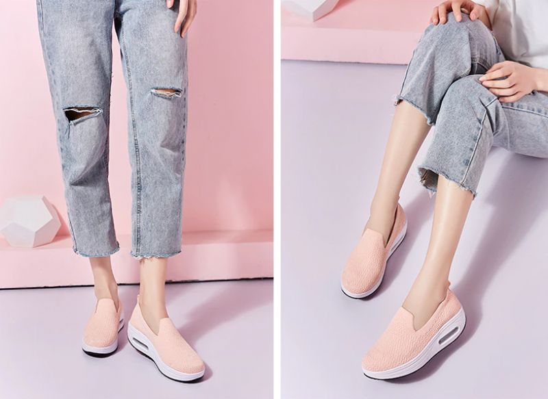 Elmira Dames Instapper Platform Schoenen - Zwart