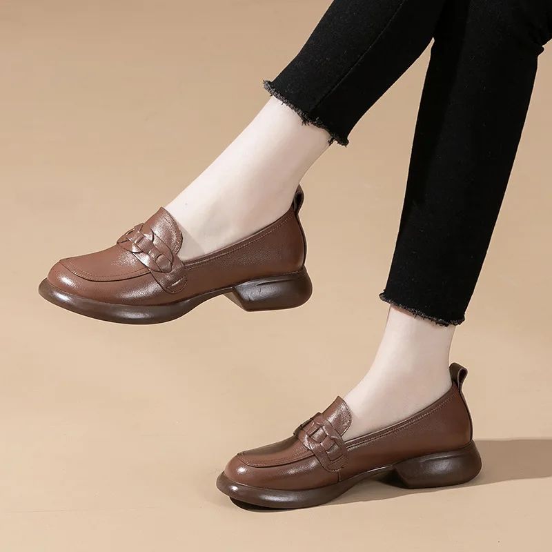 Elsa Dames Leren Loafers - Bruin