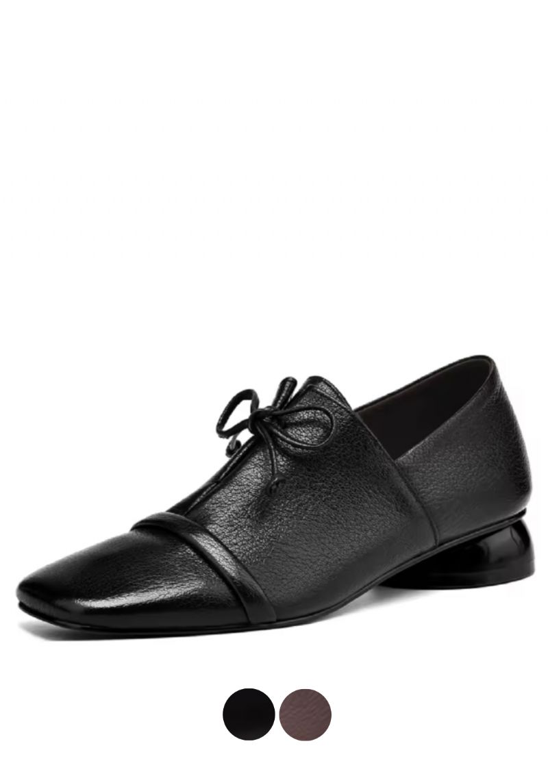 Elsi Dames Leren Loafers Met Vierkante Neus