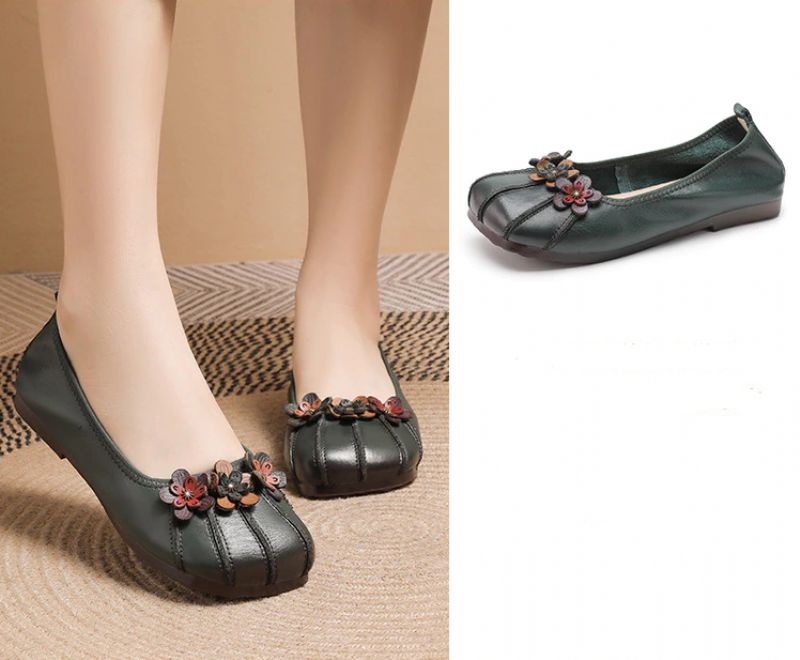 Elsy Dames Platte Schoenen - Groen