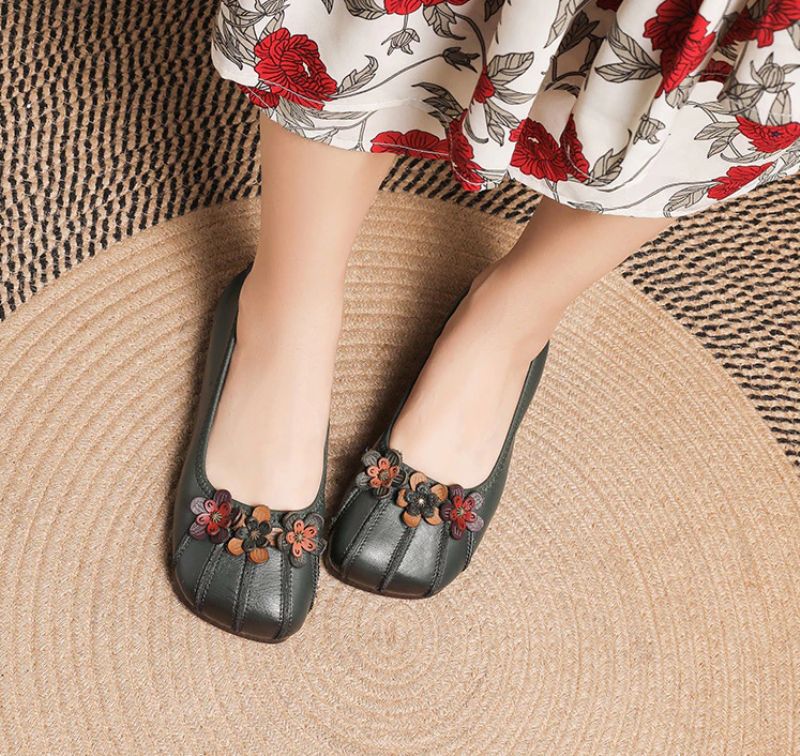 Elsy Dames Platte Schoenen - Groen