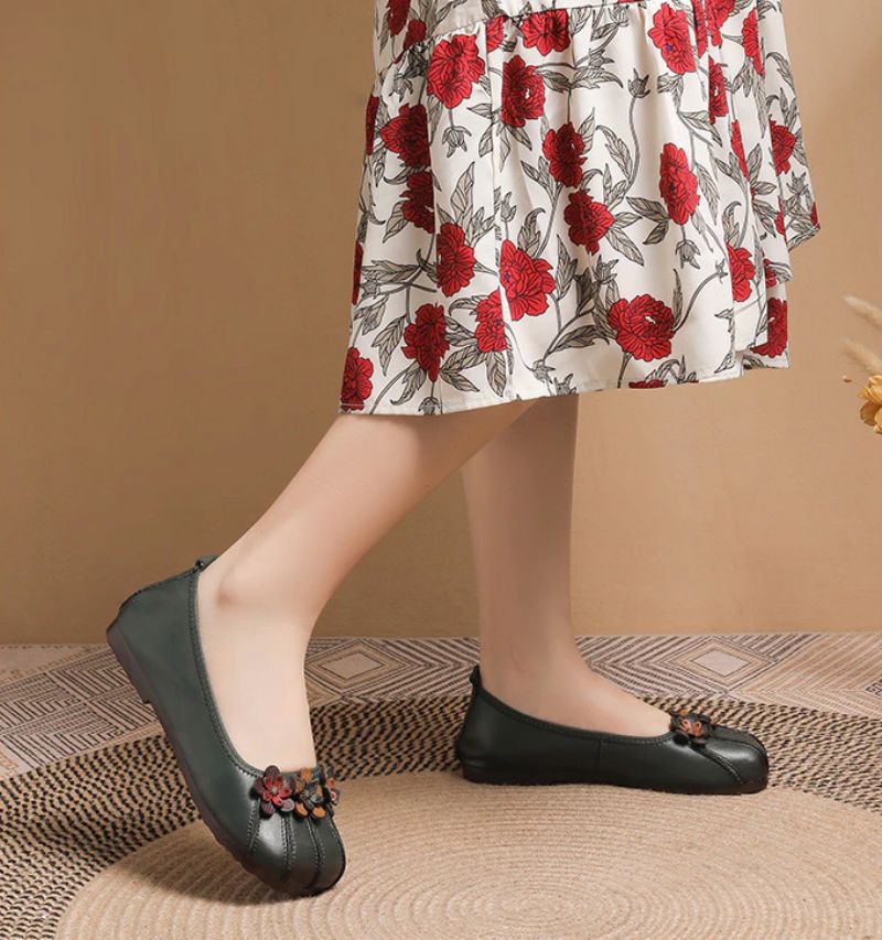 Elsy Dames Platte Schoenen - Groen
