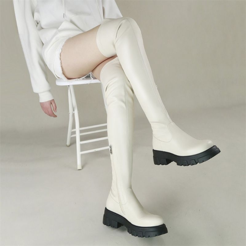 Elvira Dames Over-the-knee Elastische Laarzen - Zwart