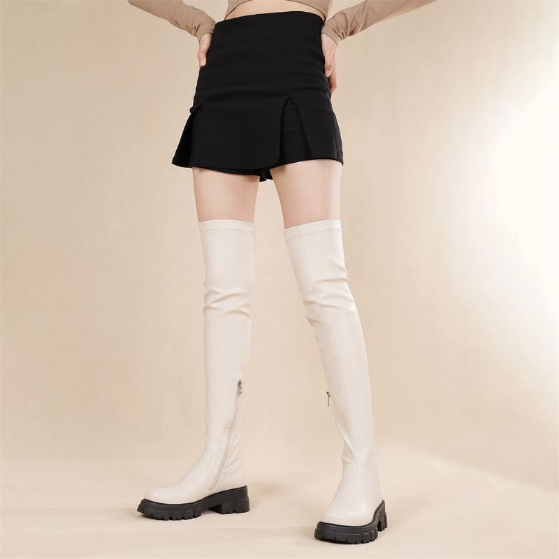 Elvira Dames Over-the-knee Elastische Laarzen - Zwart