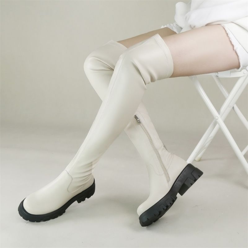 Elvira Dames Over-the-knee Elastische Laarzen - Zwart