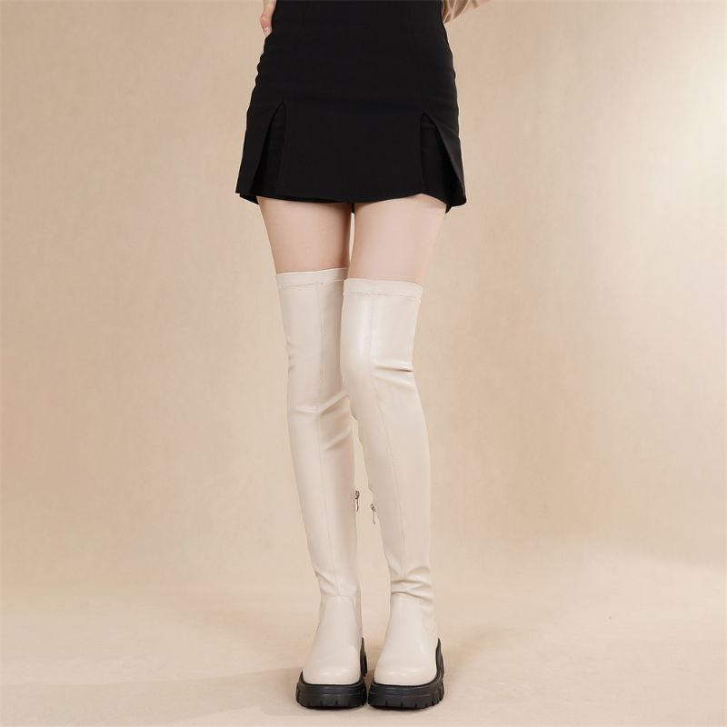Elvira Dames Over-the-knee Elastische Laarzen - Zwart