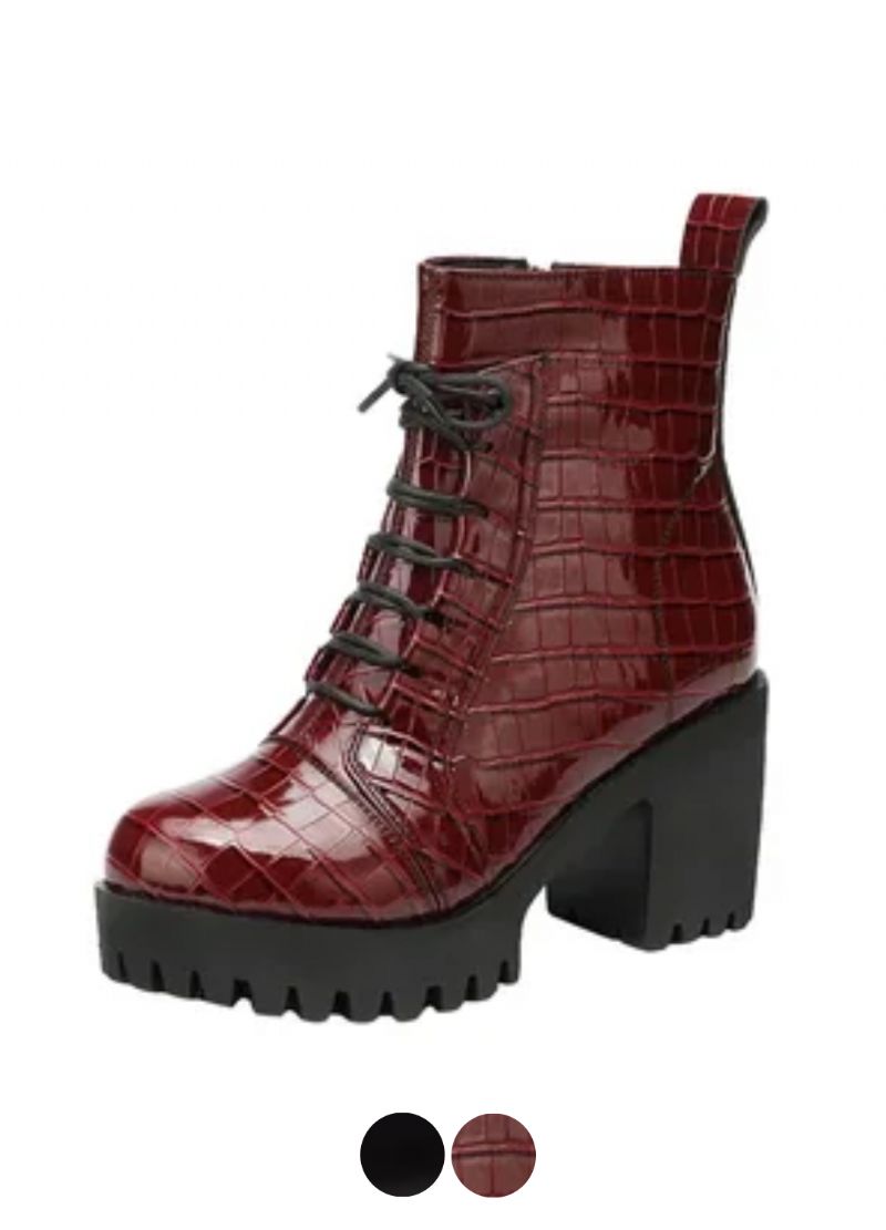 Elvys Dames Platform Patent Laarzen