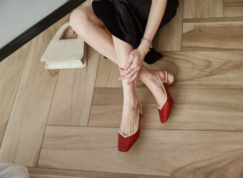 Emilia Leren Sandaal Met Vierkante Neus Voor Dames - Beige