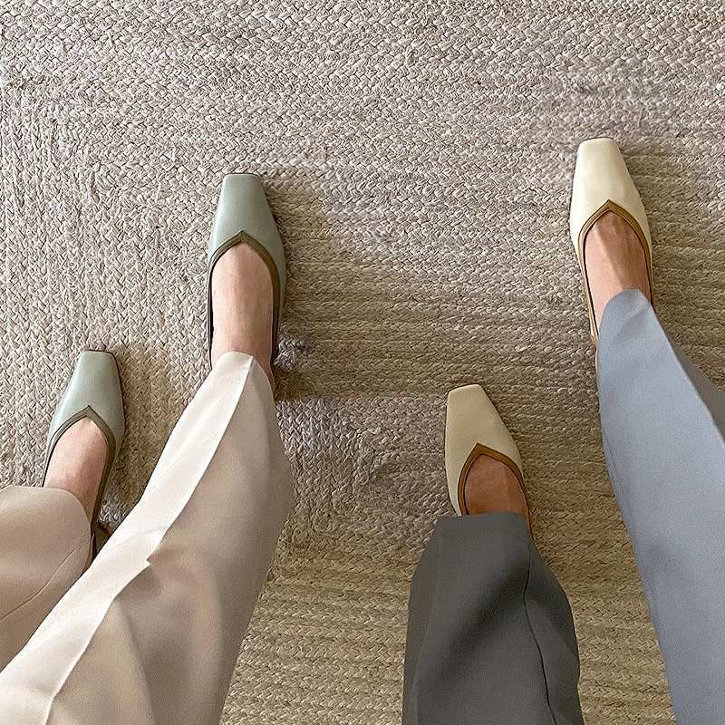 Emilia Leren Sandaal Met Vierkante Neus Voor Dames - Beige