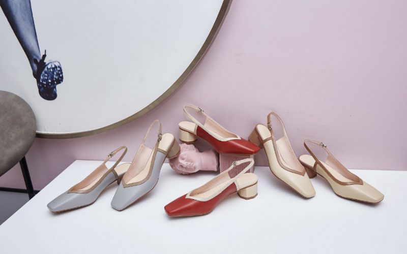 Emilia Leren Sandaal Met Vierkante Neus Voor Dames - Beige