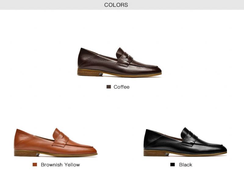 Enid Dames Ronde Neus Leren Loafer Schoenen - Koffie