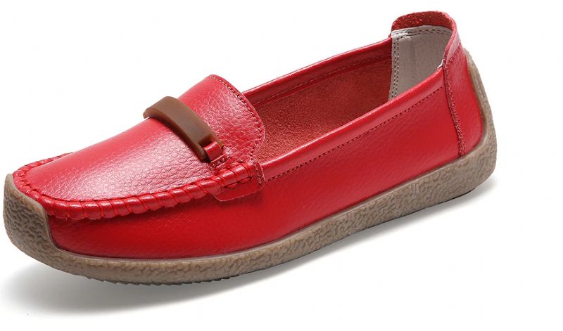 Enzo Dames Platte Leren Loafer Schoenen - Grijs